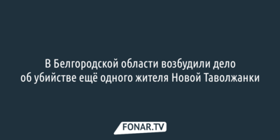 В Белгородской области возбудили дело об убийстве ещё одного жителя Новой Таволжанки