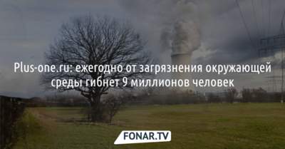 Plus-one.ru: ежегодно от загрязнения окружающей среды гибнет 9 миллионов человек