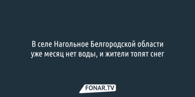 В селе Нагольное Белгородской области уже месяц нет воды, и жители топят снег 