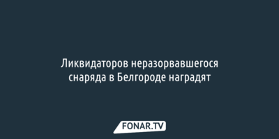 Ликвидаторов неразорвавшегося снаряда в Белгороде наградят
