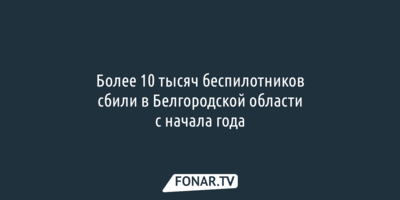 Более 10 тысяч беспилотников сбили в Белгородской области с начала года