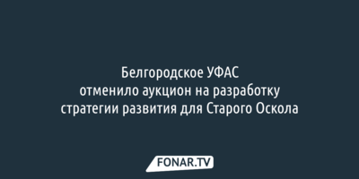 Белгородское УФАС отменило аукцион на разработку стратегии развития для Старого Оскола