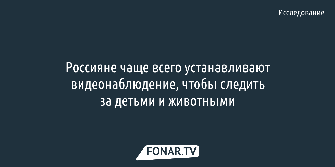 Исследование: россияне чаще всего устанавливают видеонаблюдение, чтобы  следить за детьми и животными — FONAR.TV