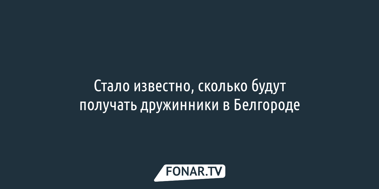 Стало известно, сколько будут получать дружинники в Белгороде — FONAR.TV