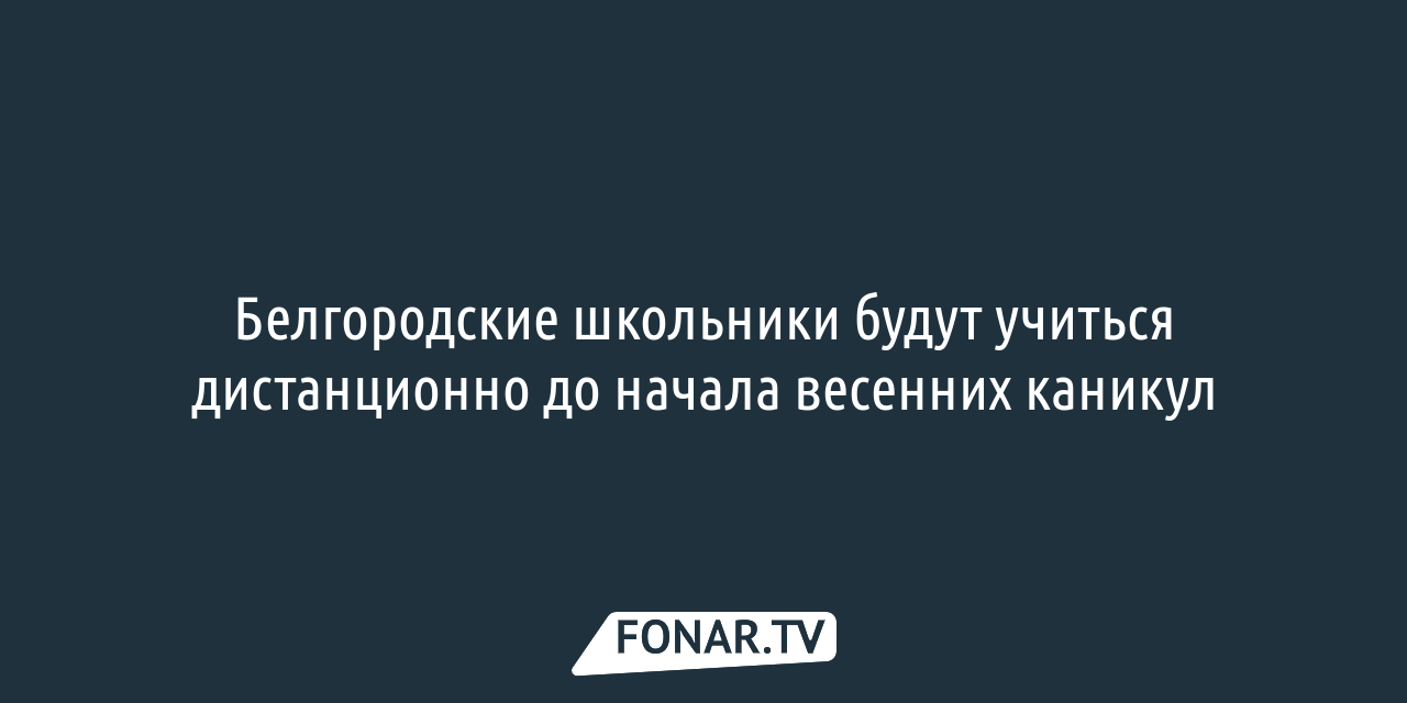 Часть белгородских школьников будет учиться дистанционно до начала весенних  каникул — FONAR.TV